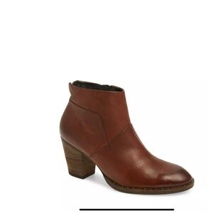 Paul green Stella booties sadle stud welt leather brown block heel almond toe